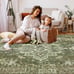 NEW Washable Vintage Area Rugs 5×7 Traditional Olive Green Large Carpet