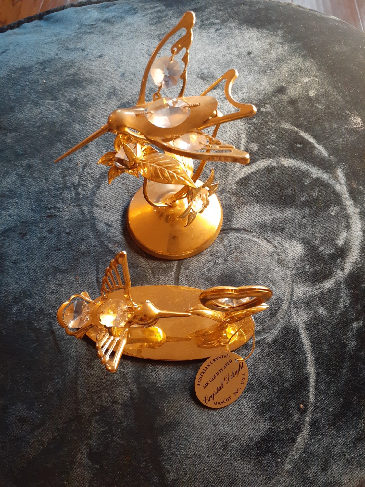 EXQUISITE NEW Pair of Crystal Delight 24K Gold Plated Austrian Crystal Figurines