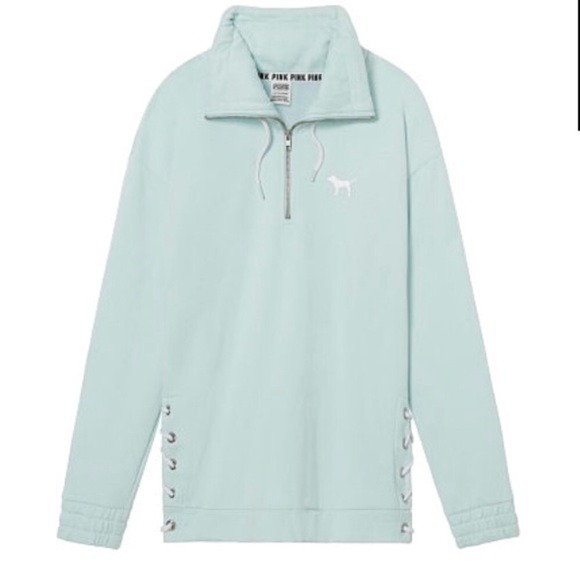 VS PINK Laced Up Cowl Neck Quarter Zip