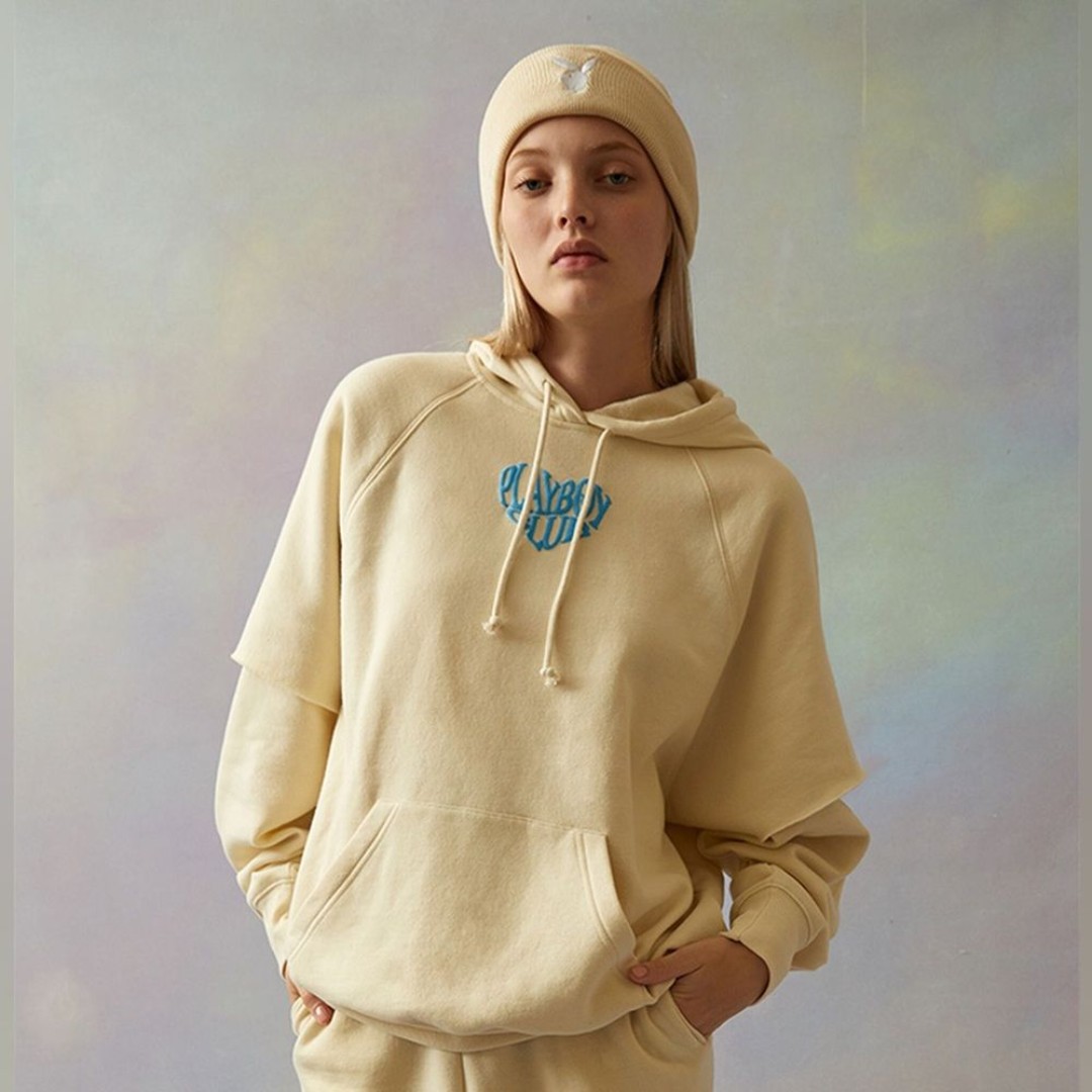 Playboy By Pacsun Club Layered Pullover Drawstring Hoodie Sweatshirt Leisure S