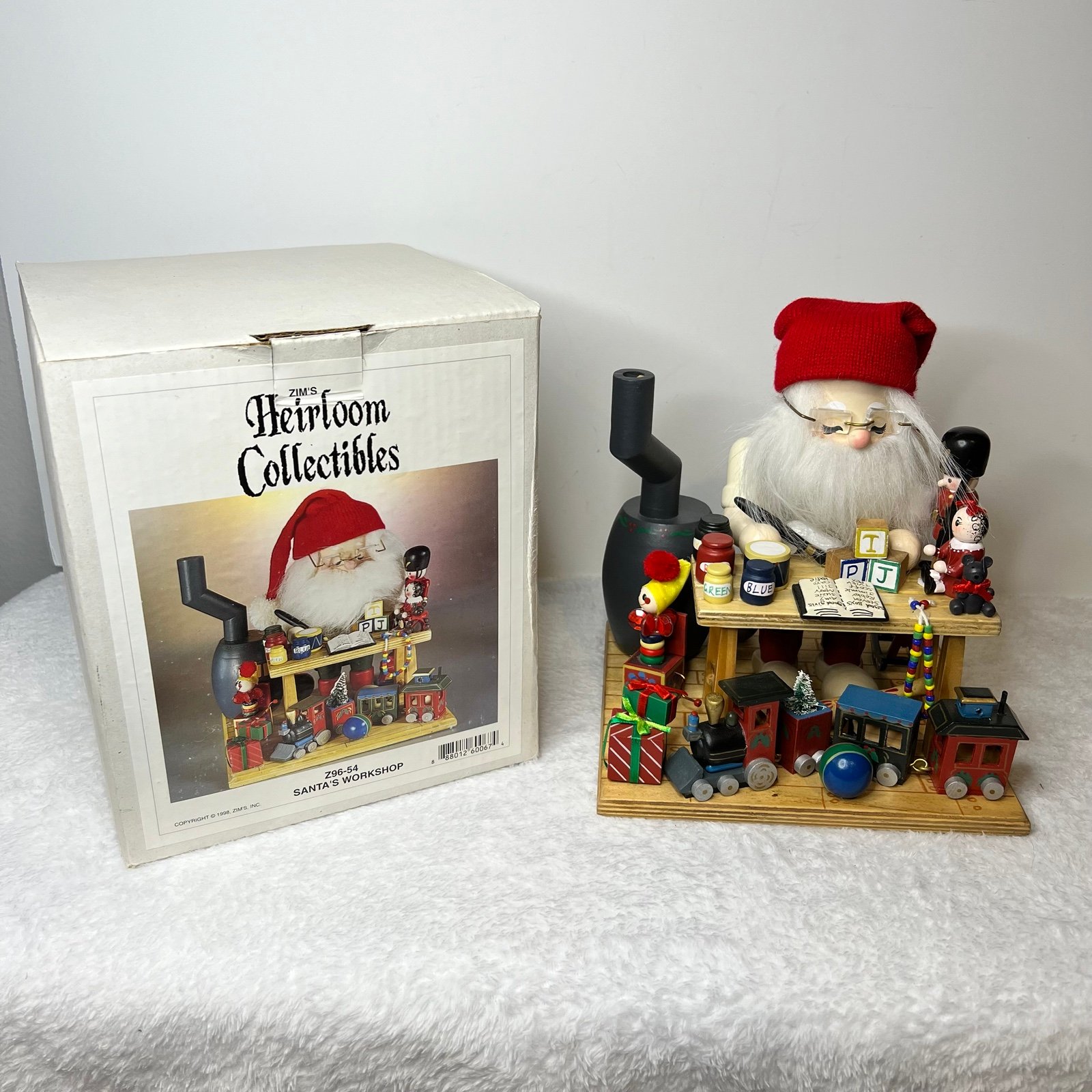 Vintage 1996 Zims Heirloom Collectibles Wooden Santa's Toy Workshop