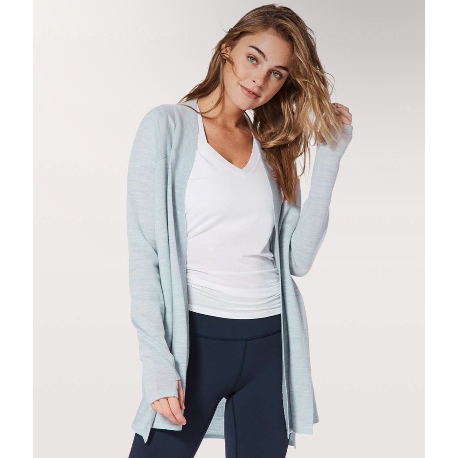 Lululemon Blissful Zen 100% Merino Wool Sweater Wrap in Heathered Gray - 4