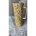 Gold White Pearl & Rhinestone Tumbler W/Handle 20oz Skinny W/Lid & Straw