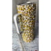Gold White Pearl & Rhinestone Tumbler W/Handle 20oz Skinny W/Lid & Straw