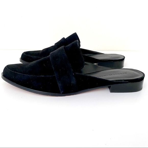 Rebecca Minkoff Mika Mule Black Oiled Suede Size 9.5