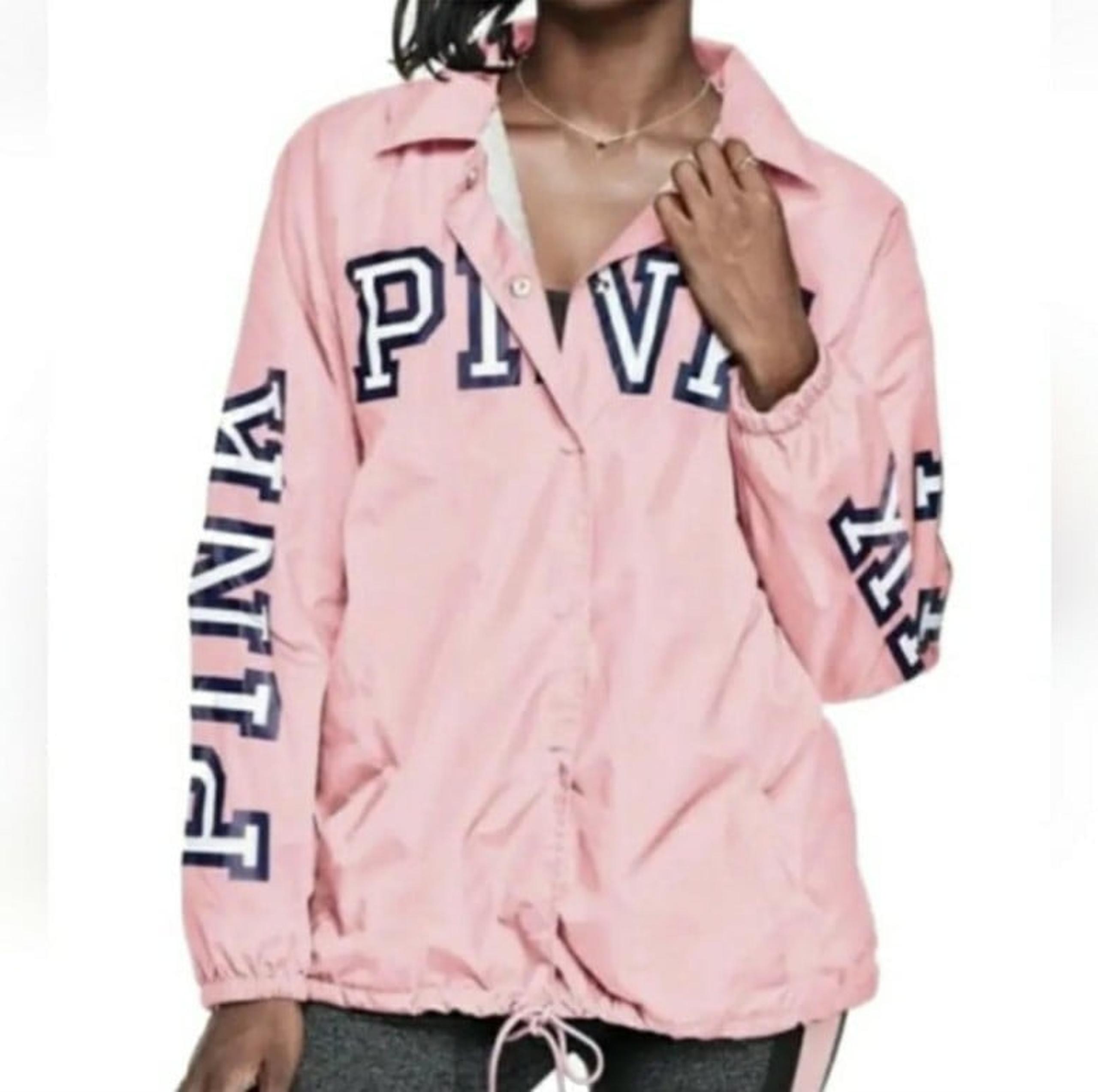 PINK VICTORIA'S SECRET Women's Candy Pink Sherpa Lined Windbreaker Jacket Small
