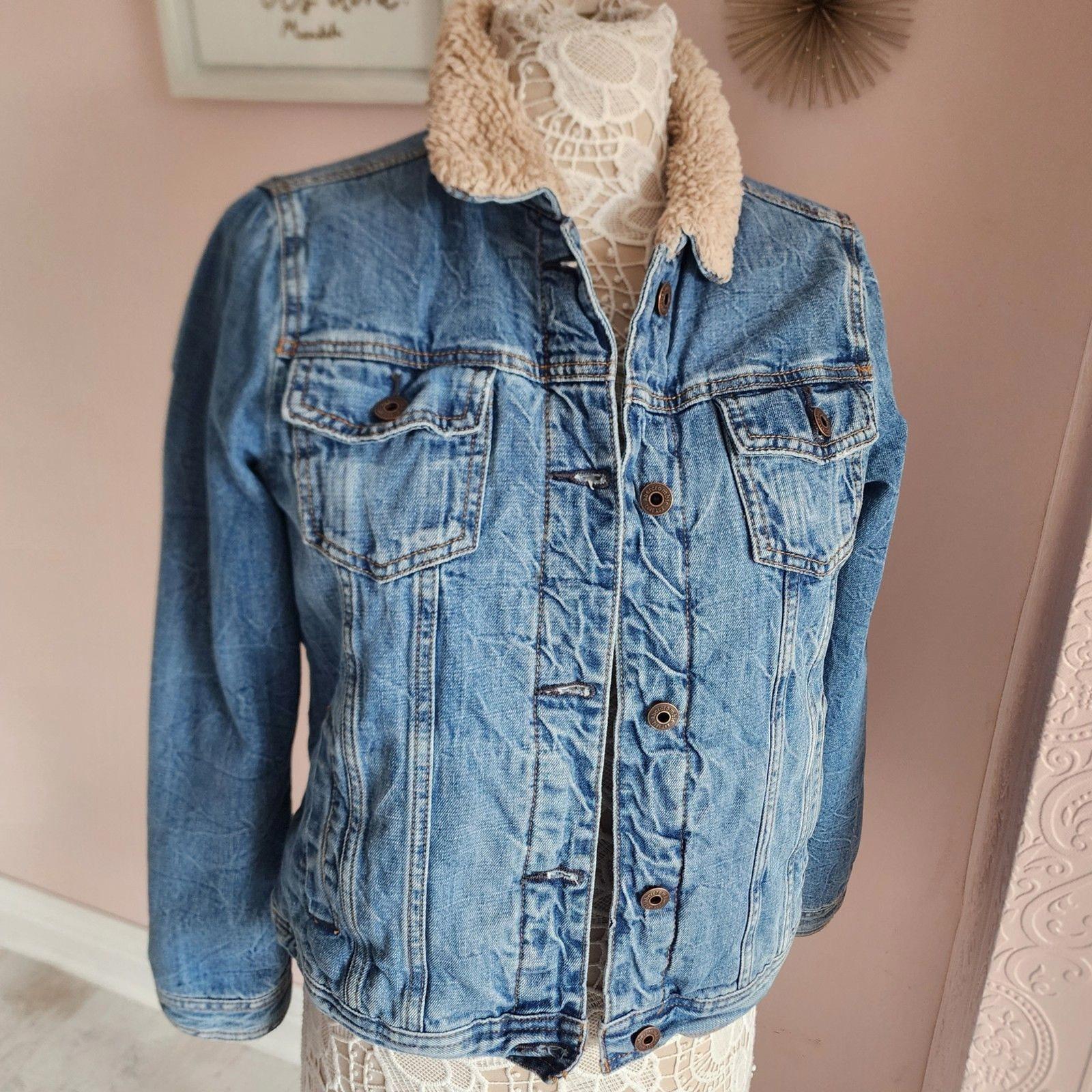 EUC Abercrombie Kids 15/16 Denim sherpa lined jacket coat boys?