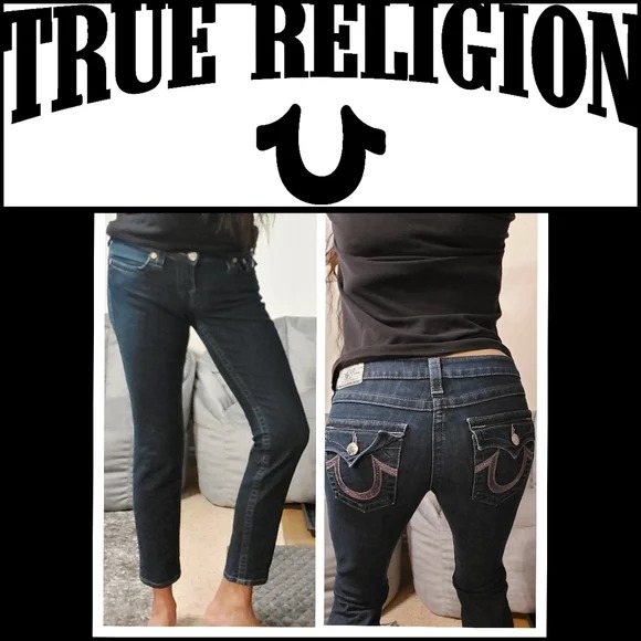 True Religion dark blue denim Capri Size 29