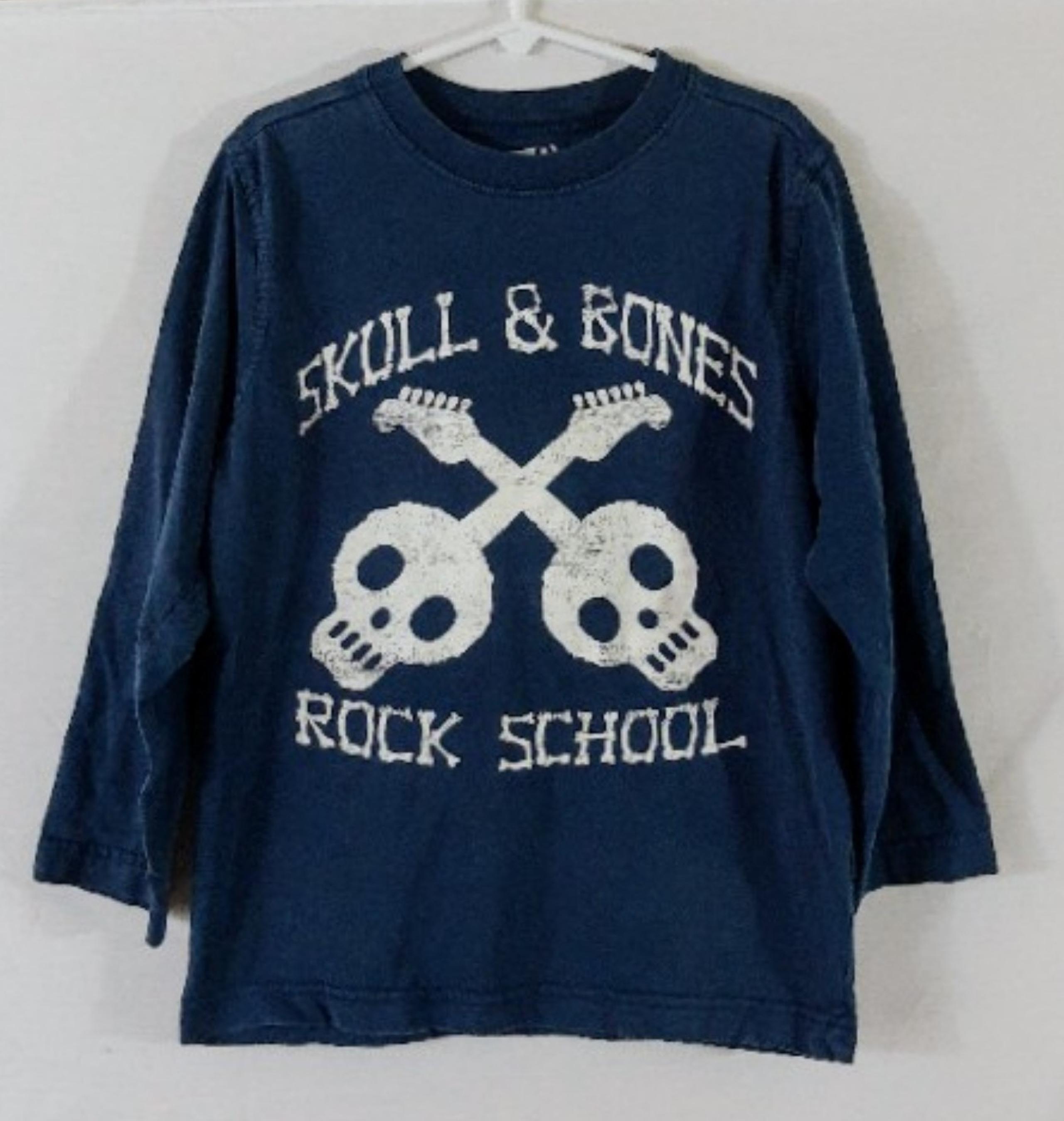 Crazy 8 Boy's Blue Skull Guitar T-shirt Size Small 5-6