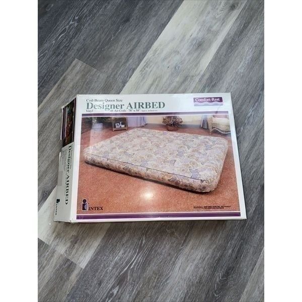 Vintage Intex Comfort Rest DESIGNER Air Bed 78”x 58” Mattress CREAM Flower  RARE