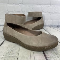 Dansko Lulu Ankle Strap Wedge Women Size US 7.5 8 EU 38 Grey Comfort Shoes