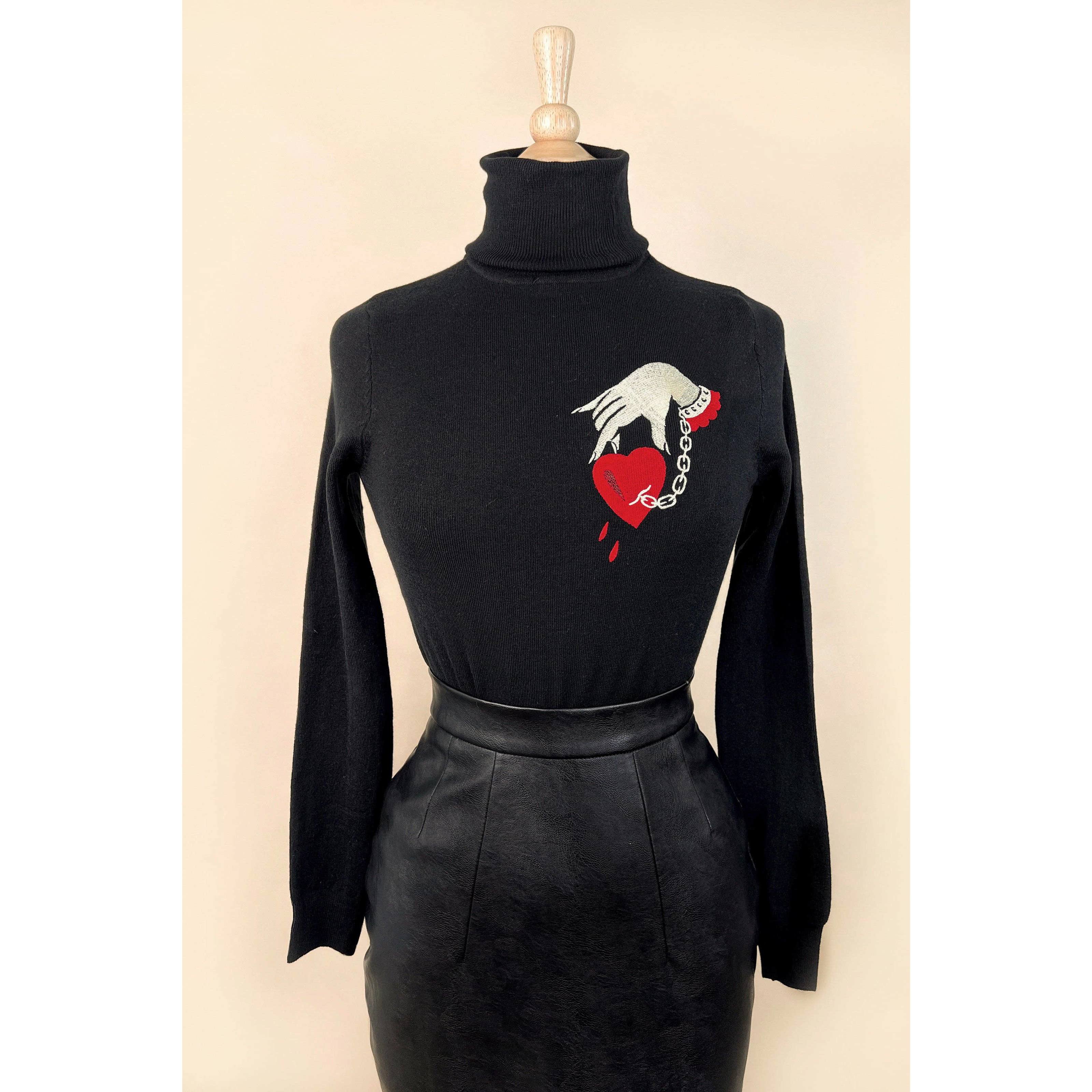 Captive Heart Turtleneck Sweater in Black