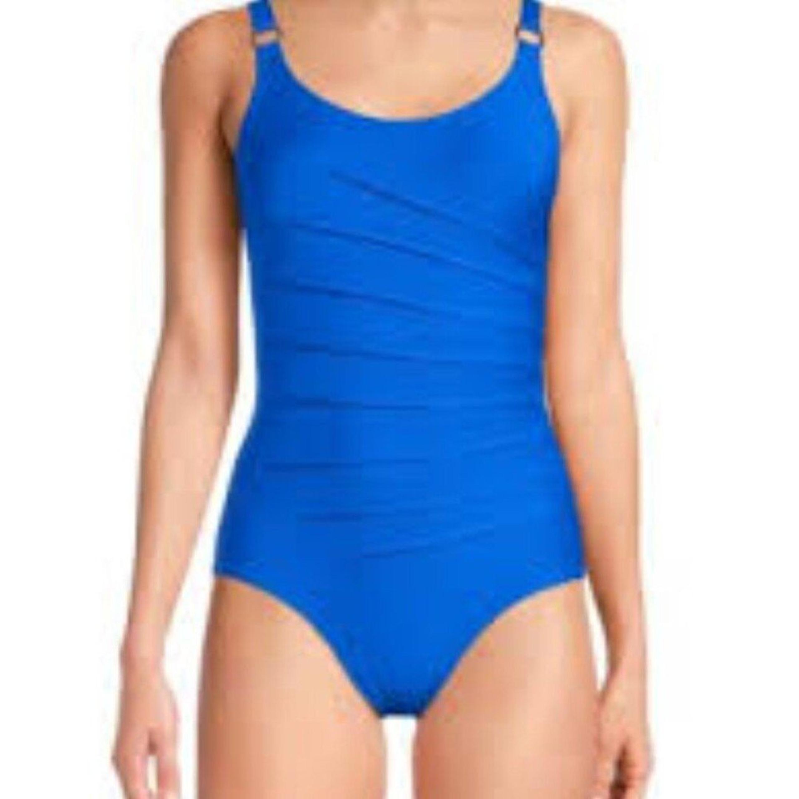 Calvin Klein Ruched One-Piece Swimsuit Blue, Women 10