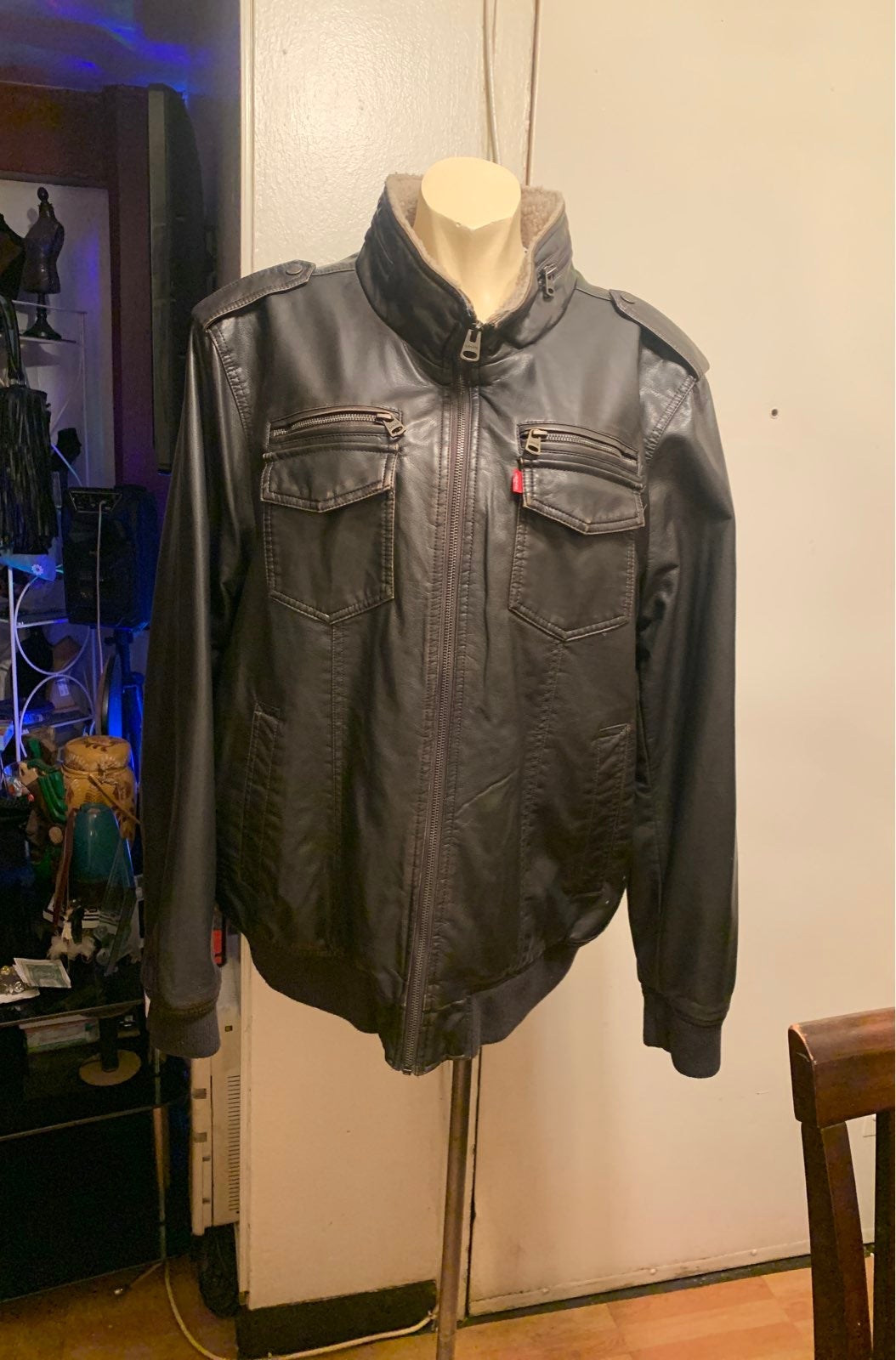 Mens Levi!s Faux leather Flight Jacket/ price drop was 38 Now 30