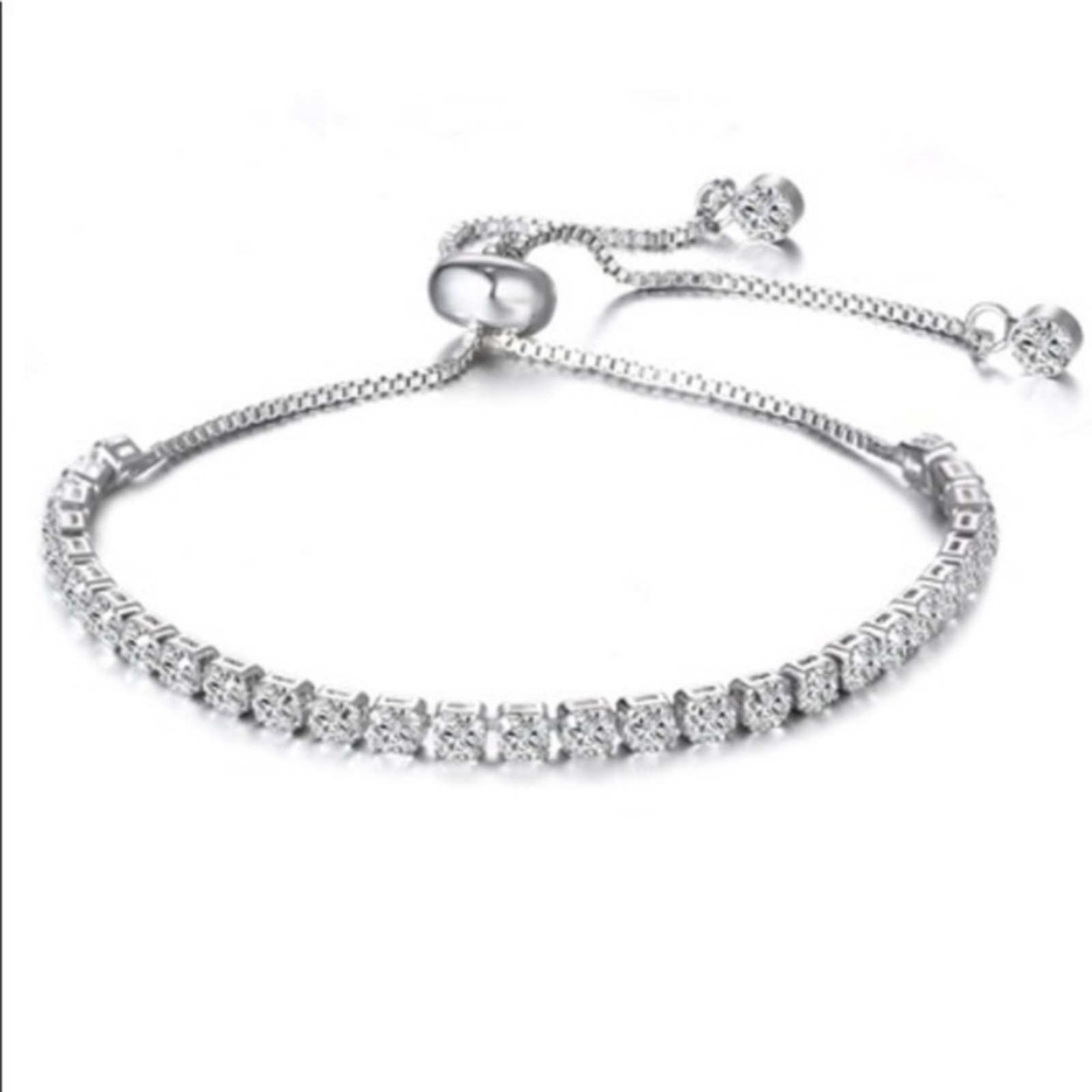 Swarovski Crystal Tennis Bracelet – Adjustable Sliding Clasp, Crystal Elements
