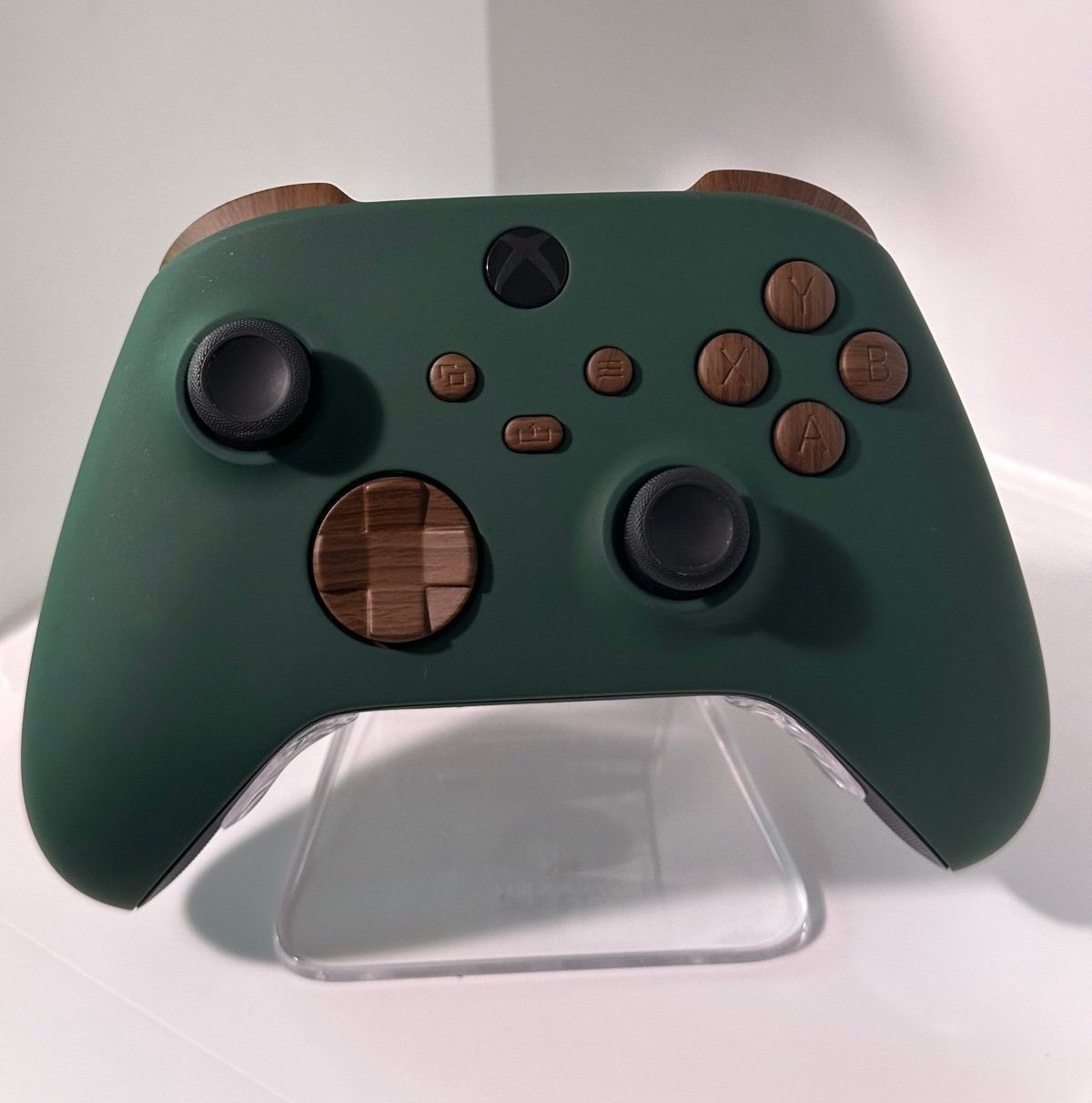 Pine Green & Woodgrain - Soft Touch - Custom Wireless Controller for Xbox Or PC