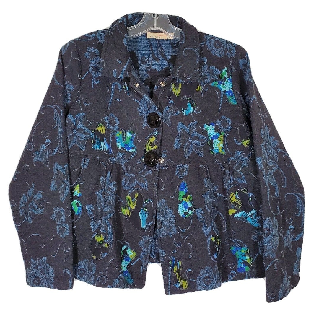 Vintage Choices Artsy Cropped Jacket Beaded and Embellished Women's L