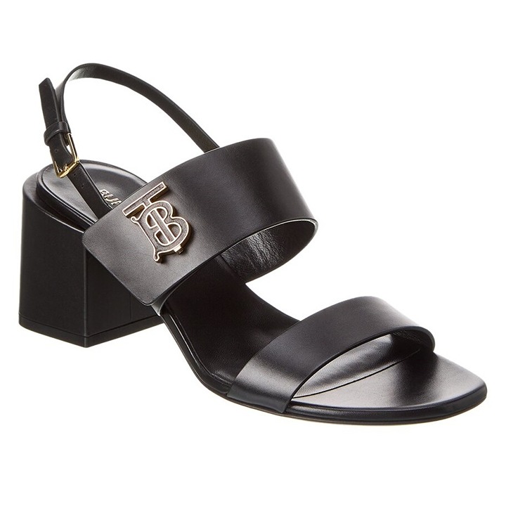 Burberry Women's Virginia Monogram Slingback Heel Sandals Size 39 EU (MSRP 890)