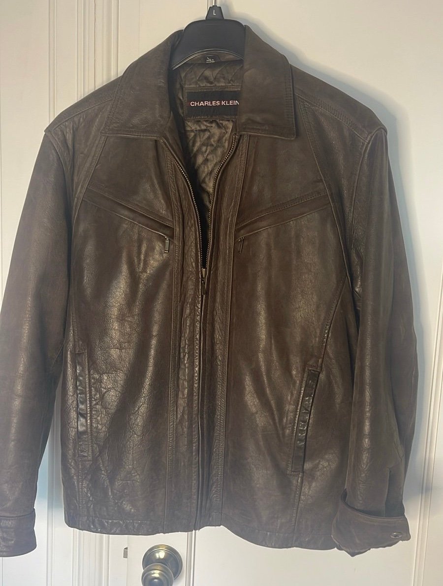 Men’s brown, distressed, leather bomber Jacket fully lined