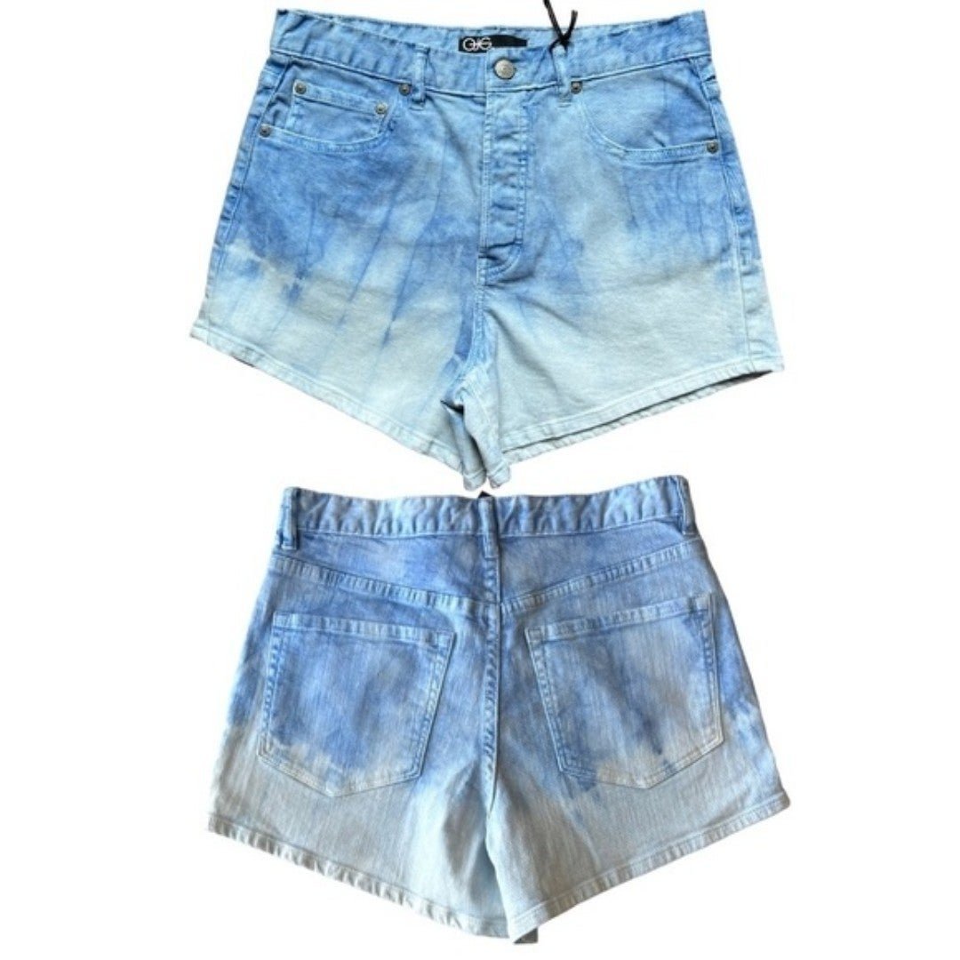 OJG Dip Dye! Mid Length Light Ombré Acid Wash Denim Shorts 5 Pockets Size 28 / 6