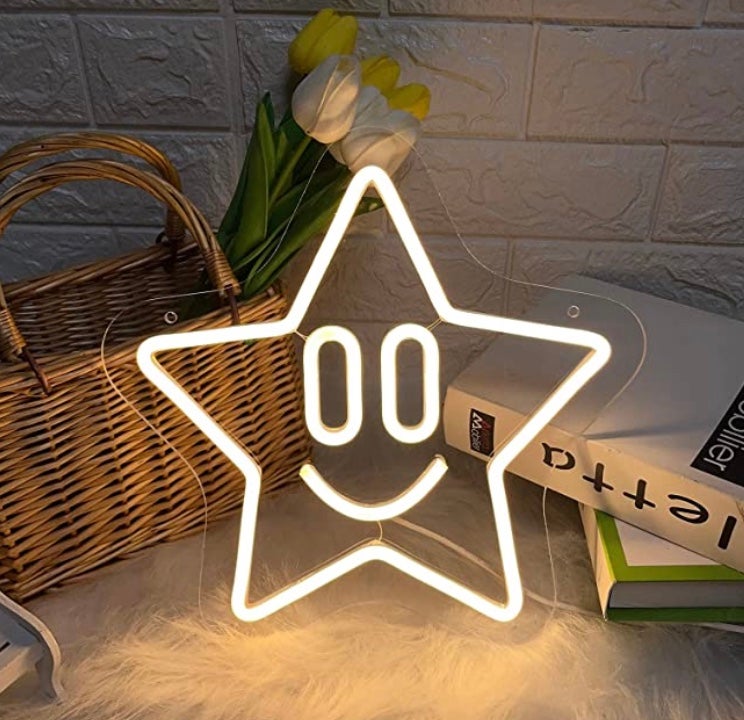 Lovely Simple Bright Smiley Face Star LED Night Light Room Wall Decoration