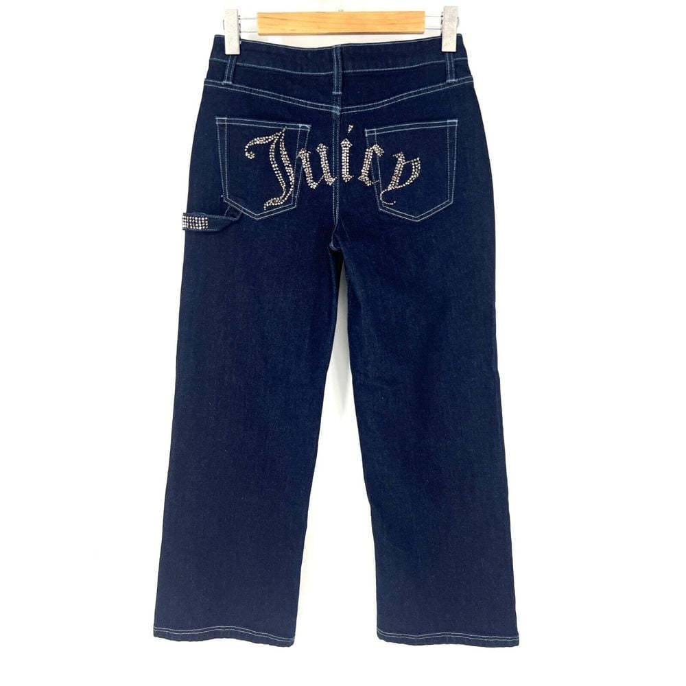 Juicy Couture Jeans Women 7/28 Blue Abbot Stone Hammerloop Rinse Wide Leg JC643