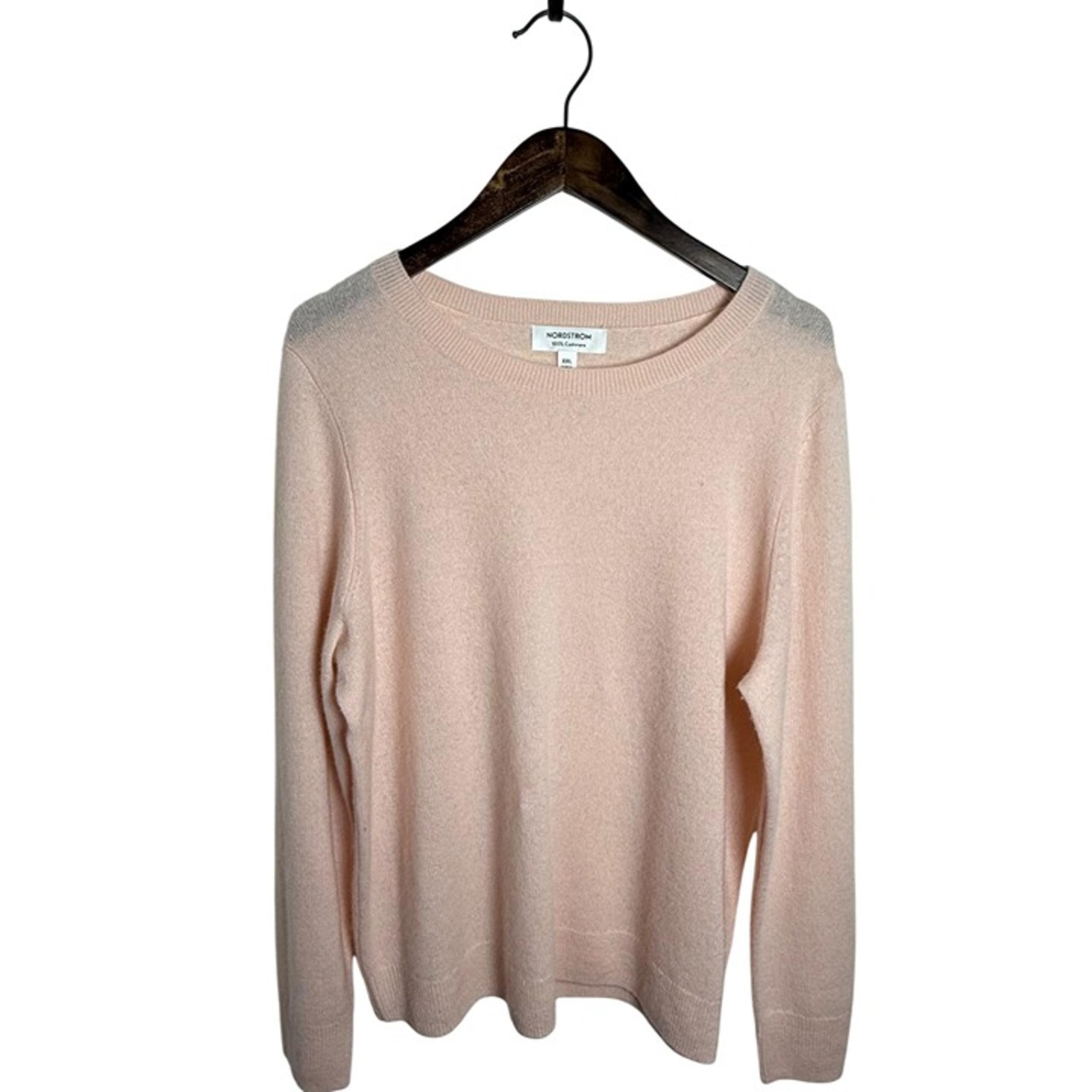 Nordstrom Womens 100% Cashmere Sweater XXL Soft Pink Crewneck Lightweight