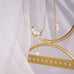 NEW 14K Gold Plated Diamond Pearl Moon Necklace