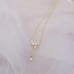 NEW 14K Gold Plated Diamond Pearl Moon Necklace