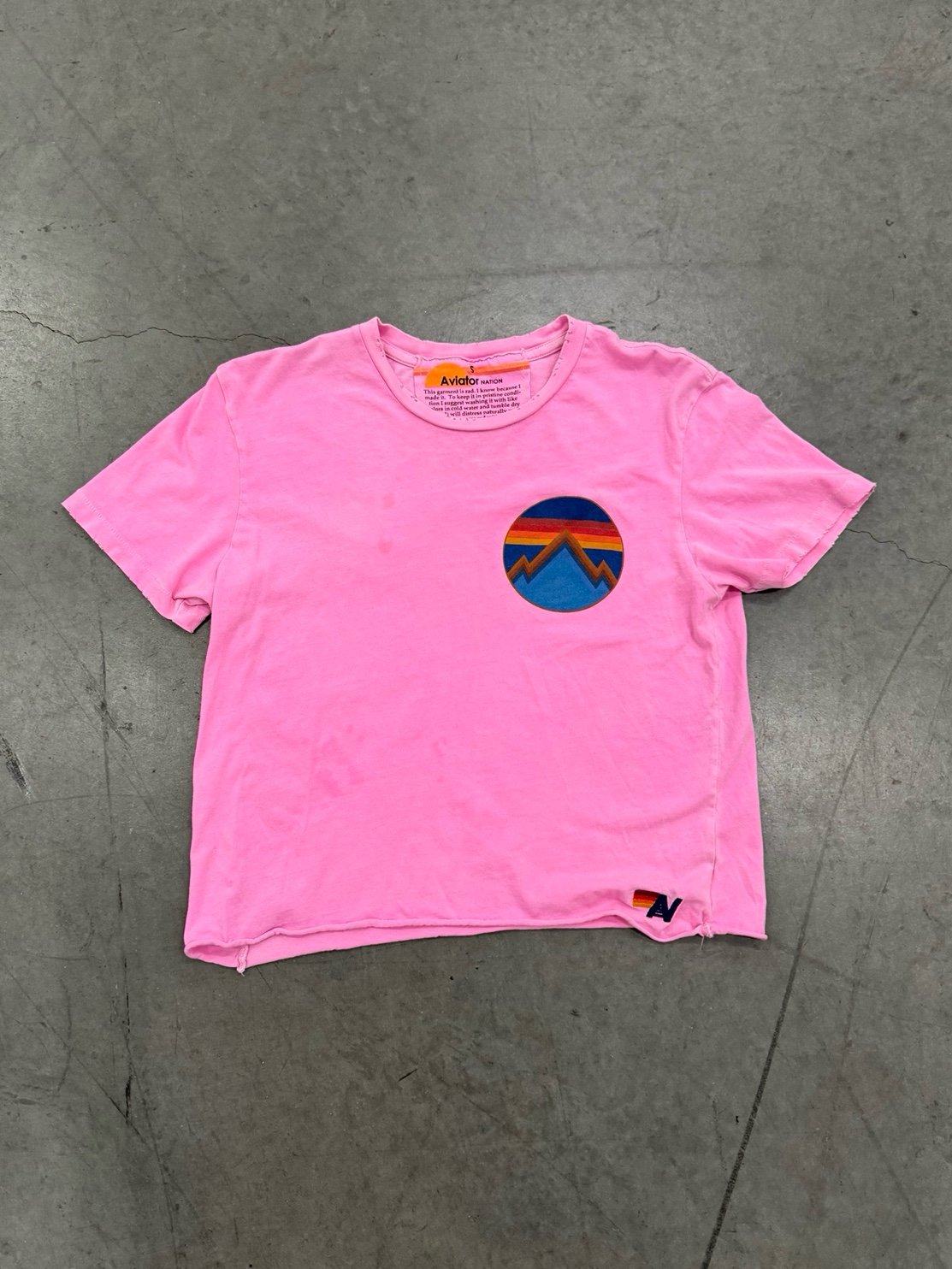 Aviator Nation mountain crop shirt pink women small