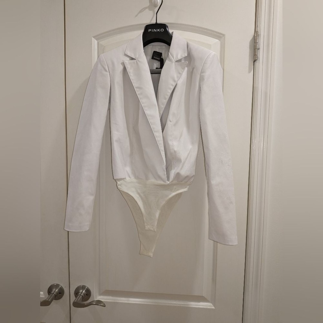 NWT PINKO FAUX LEATHER BLAZER BODYSUIT