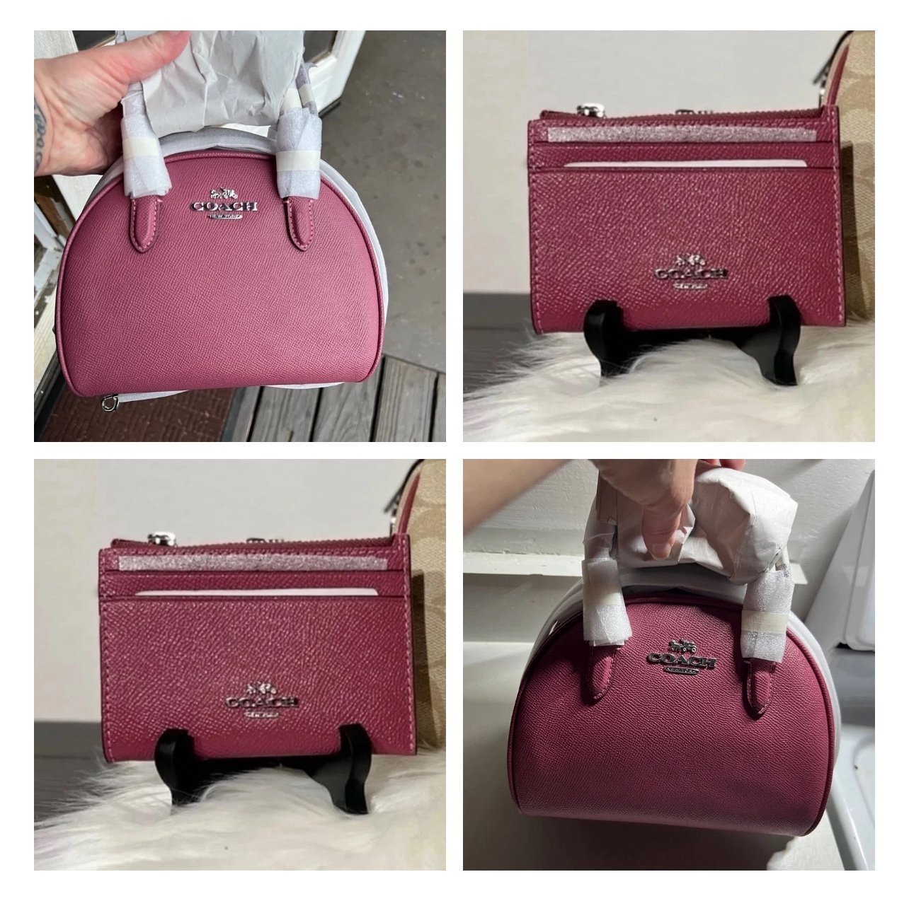 NWT COACH Sydney Satchel CA202 w Matching Wallet Lt Raspberry Silver Hardware