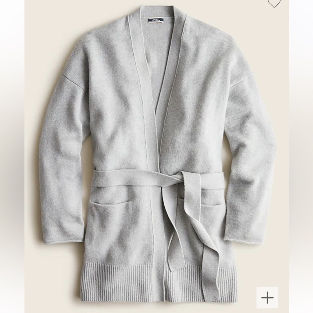 J Crew Cashmere Relaxed Fit Open Cardigan Sweater, size L/XL