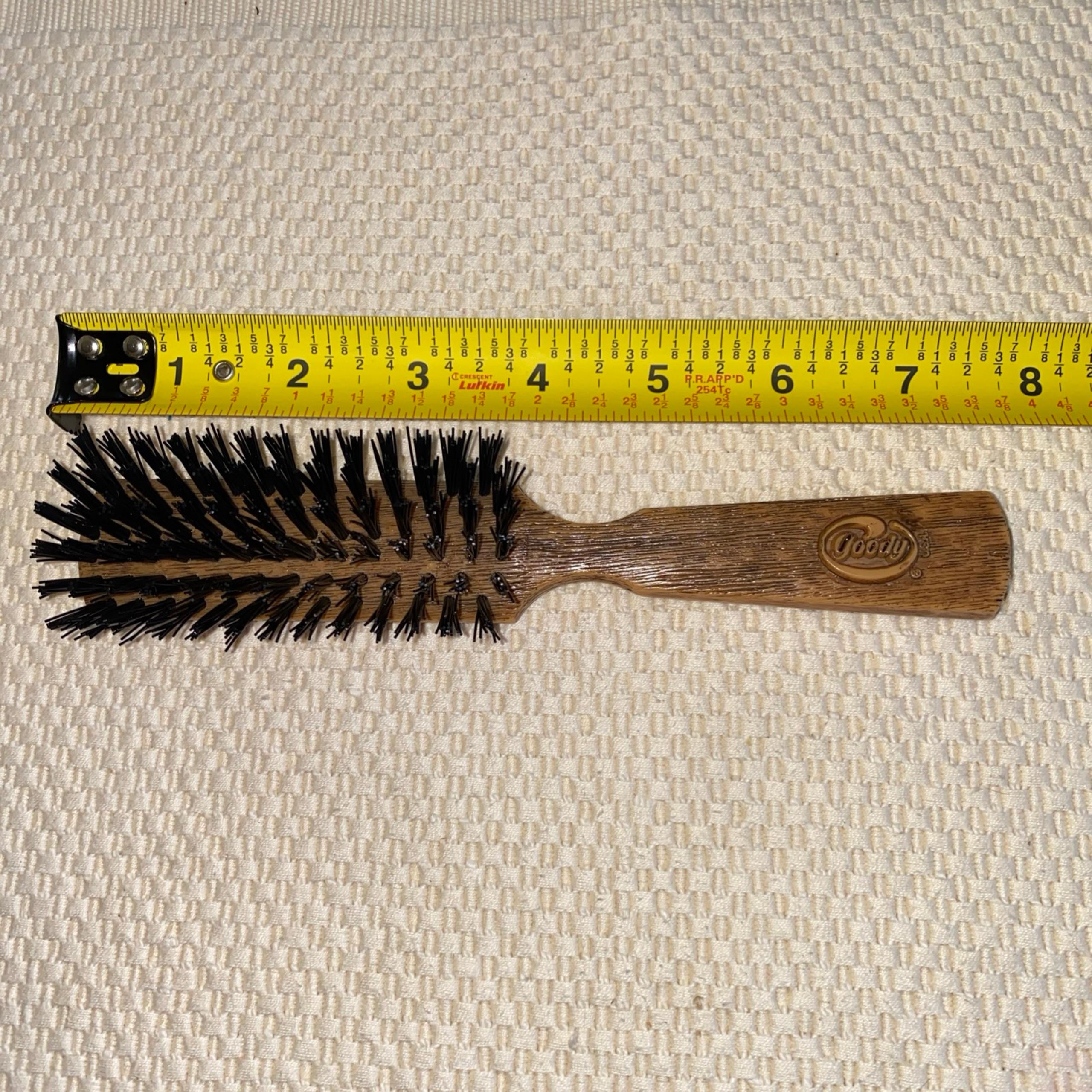 Vtg Goody Nylon Bristle Hair Brush Faux Wood Grain Smoothing Lightweight Plastic
