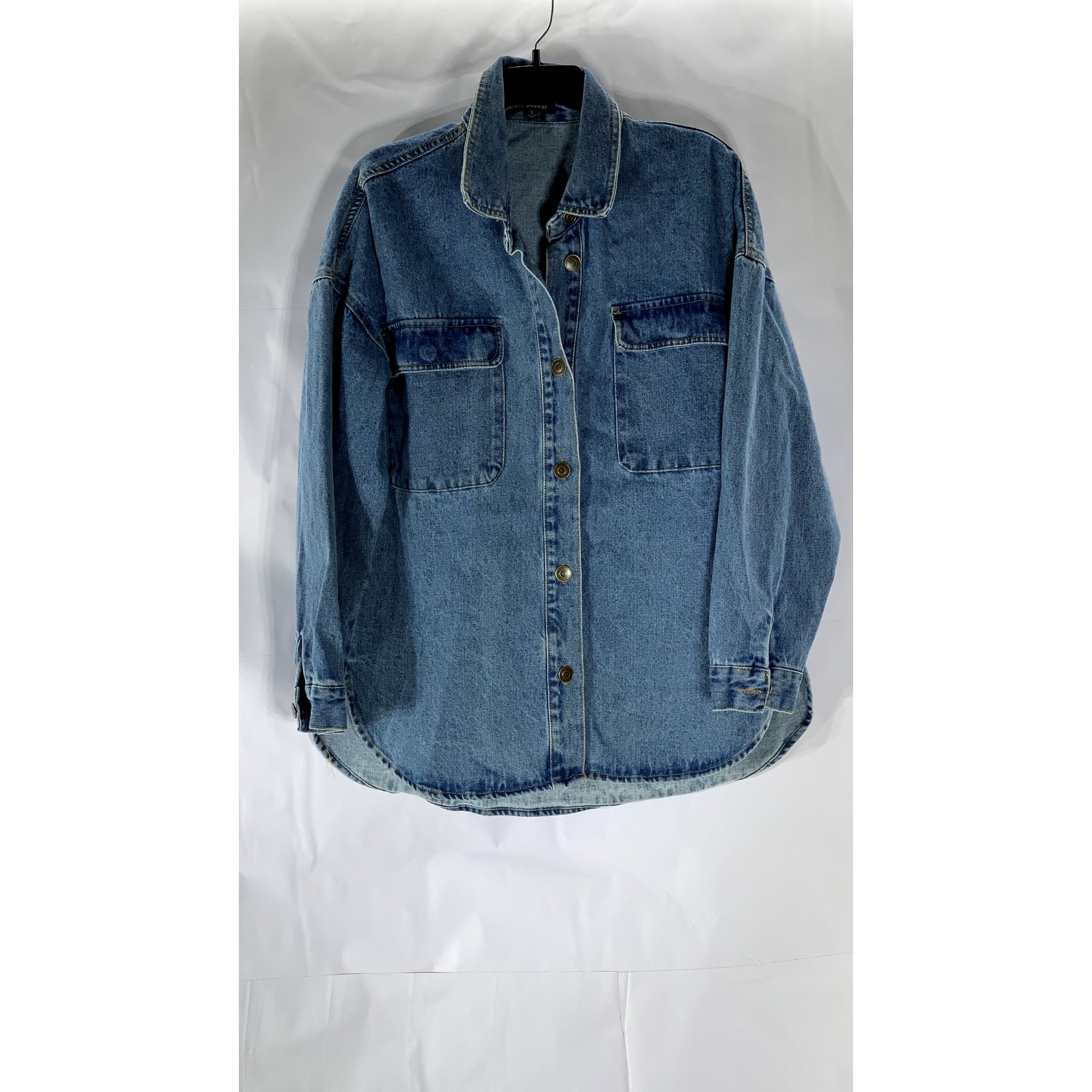 BLU PEPPER Women’s Blue Denim Button-Up Long Sleeve Top SZ S