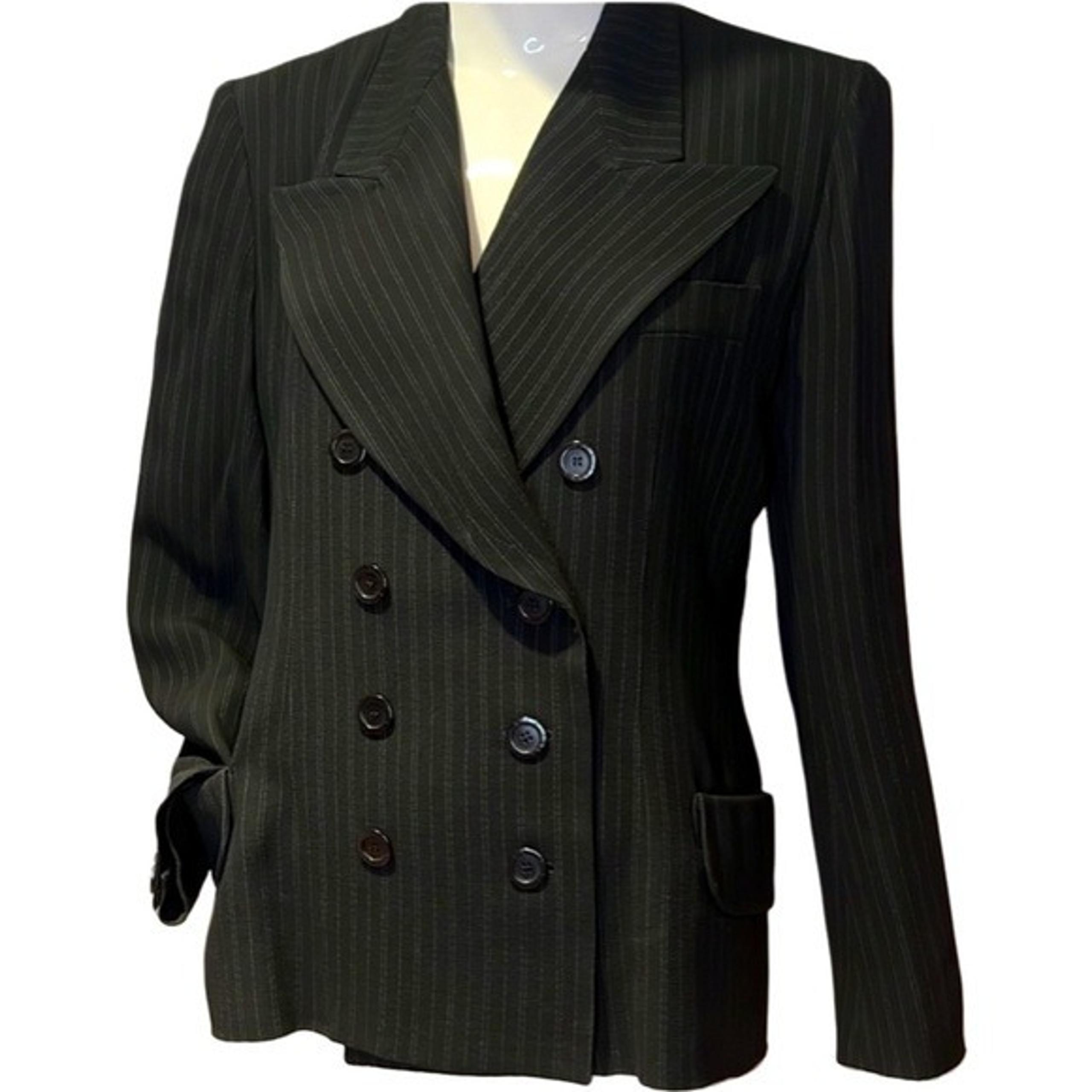 SONIA RYKIEL Vintage Pinstripe Double Breasted Blazer in Black