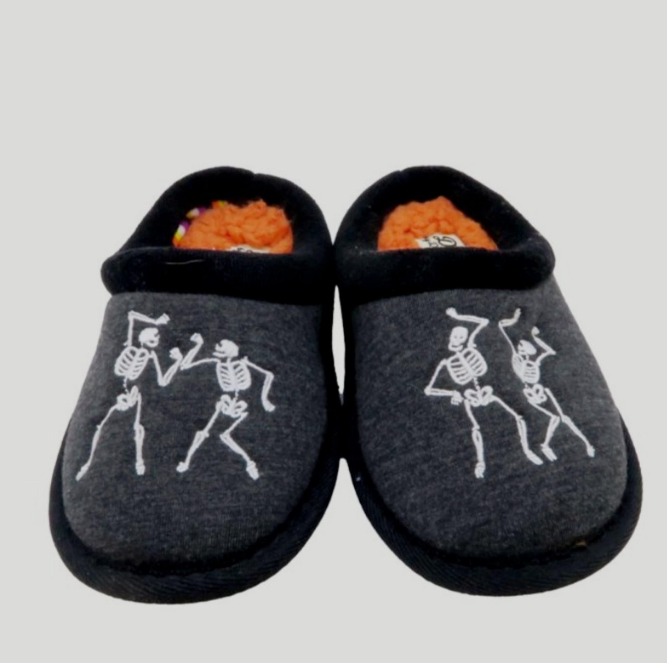 Dearfoams Unisex Gray Skeletons Slippers