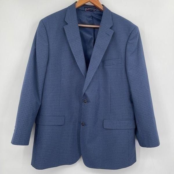 Tommy Hilfiger Blue Long Sleeve Notched Button-Up Coat Size r44