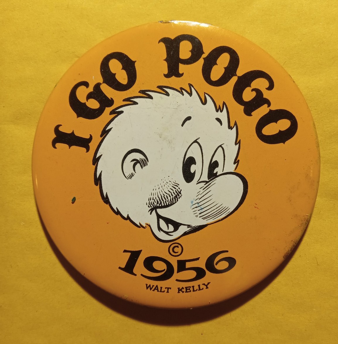 Vintage 1956 Walt Kelly I GO POGO 4 Large Button