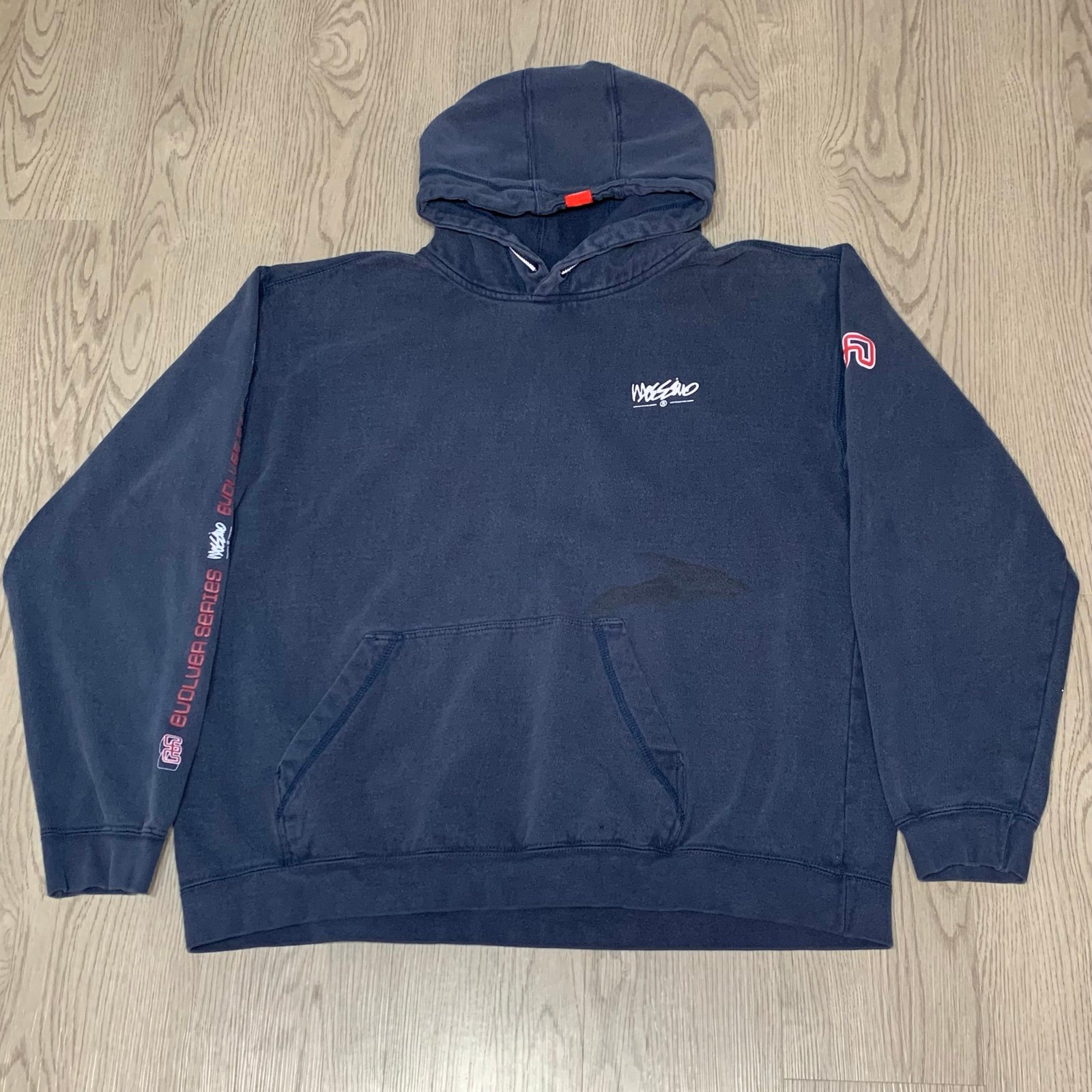 Vintage Mossimo Evolver Series Navy Blue Pullover Hoodie Large Y2K Skater Cyber