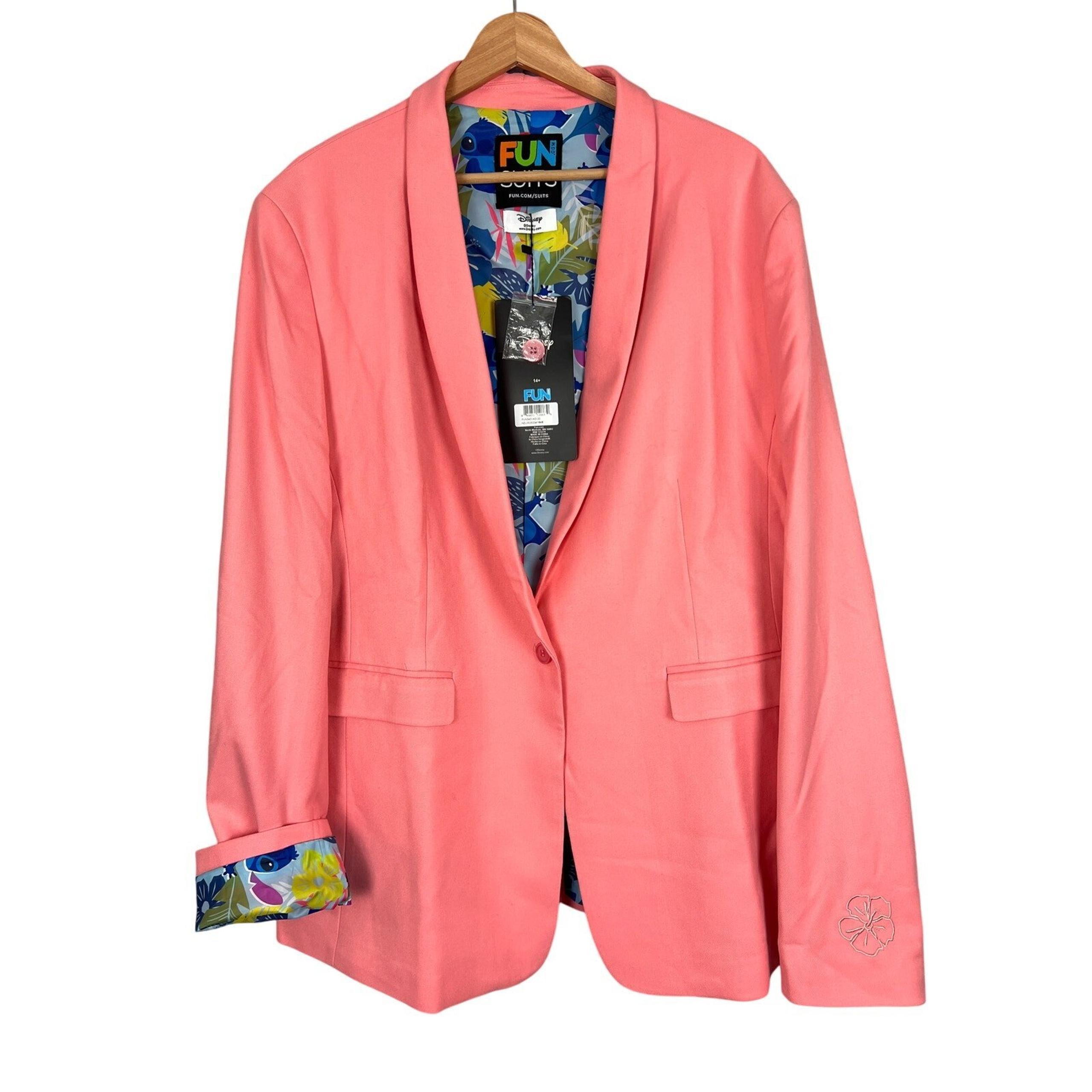 NWT DISNEY x FUN SUITS Women's 22 Coral Pink Lilo and Stitch Lined Blazer Jacket