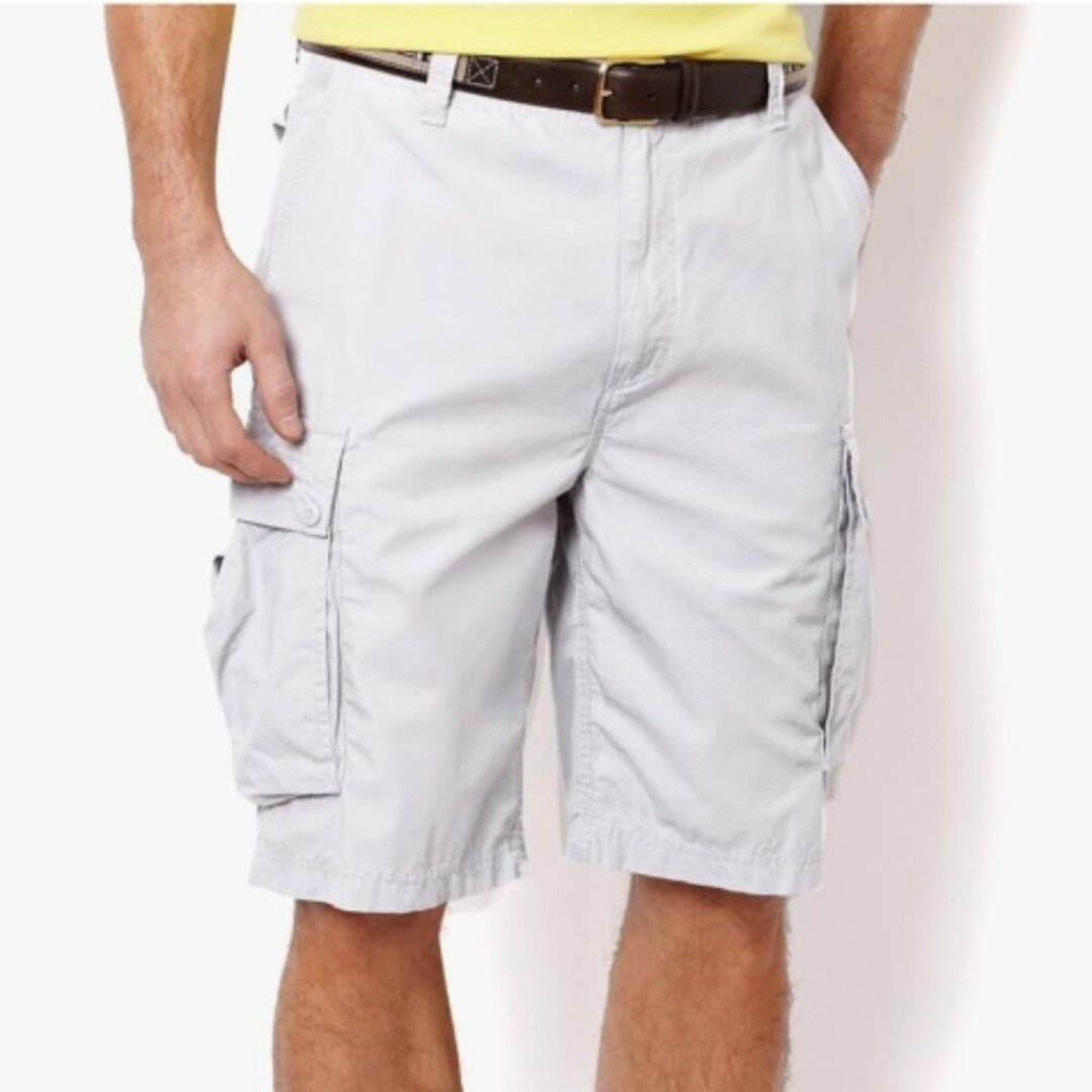 Sean John Shorts Mens Size 40 White Baggy Casual Belt Loops Summer Cargo Pants