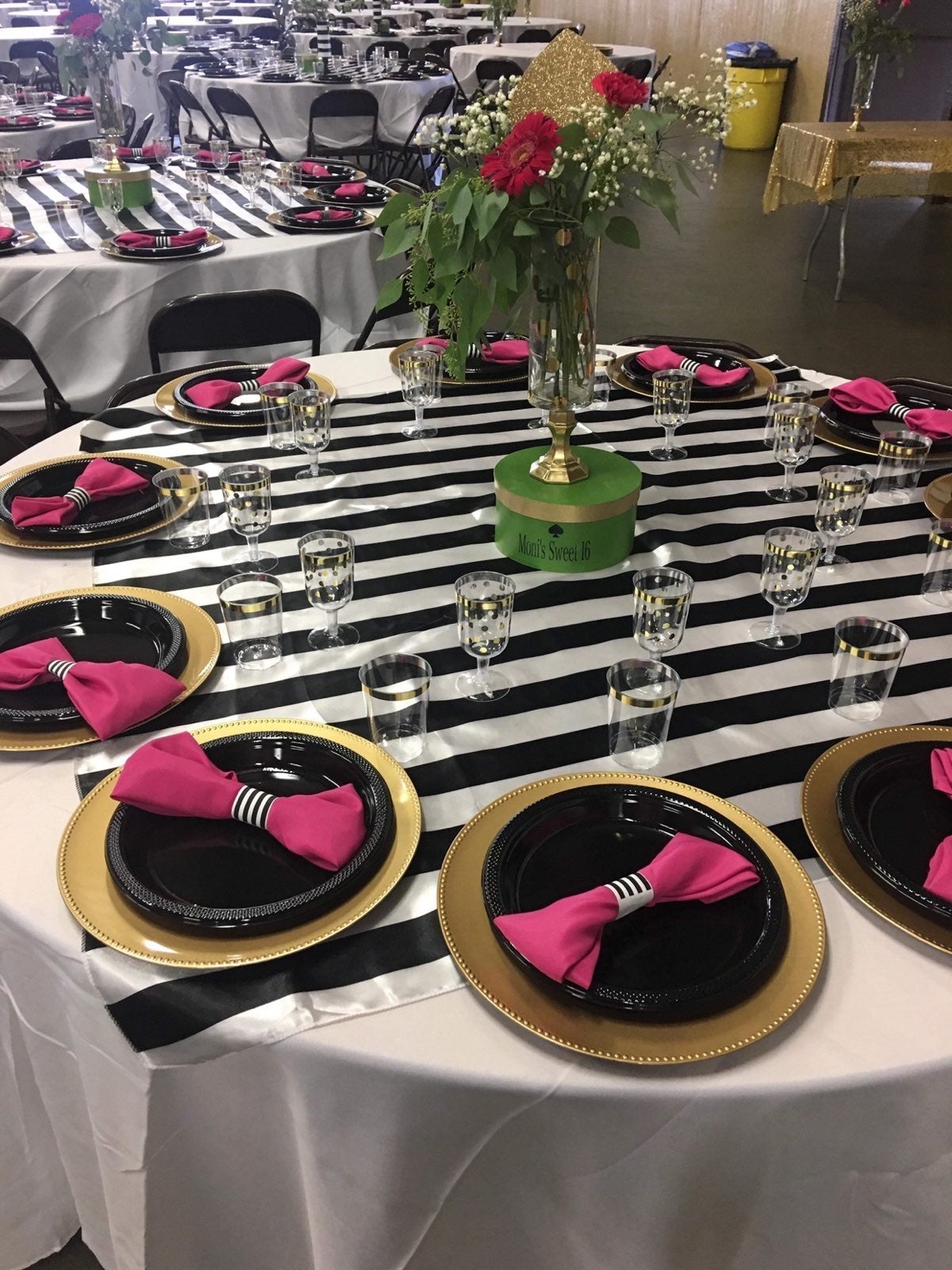 Satin Square Stripe Table Overlay