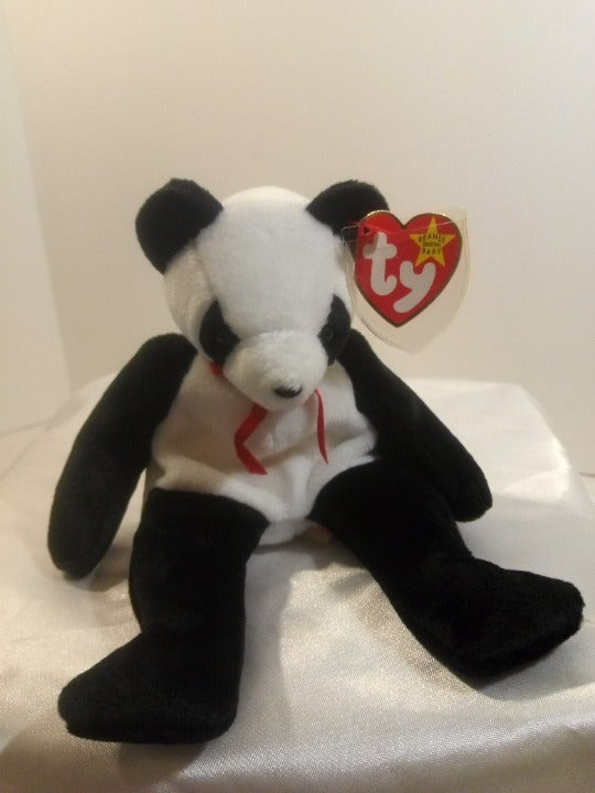 Ty Beanie Baby Fortune Panda Bear with Tag Protector & Original Tags