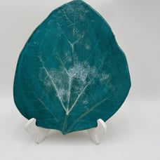 Art Studio tray plate flat Leaf turquoise green glaze signed Eduardo Lanis beaut