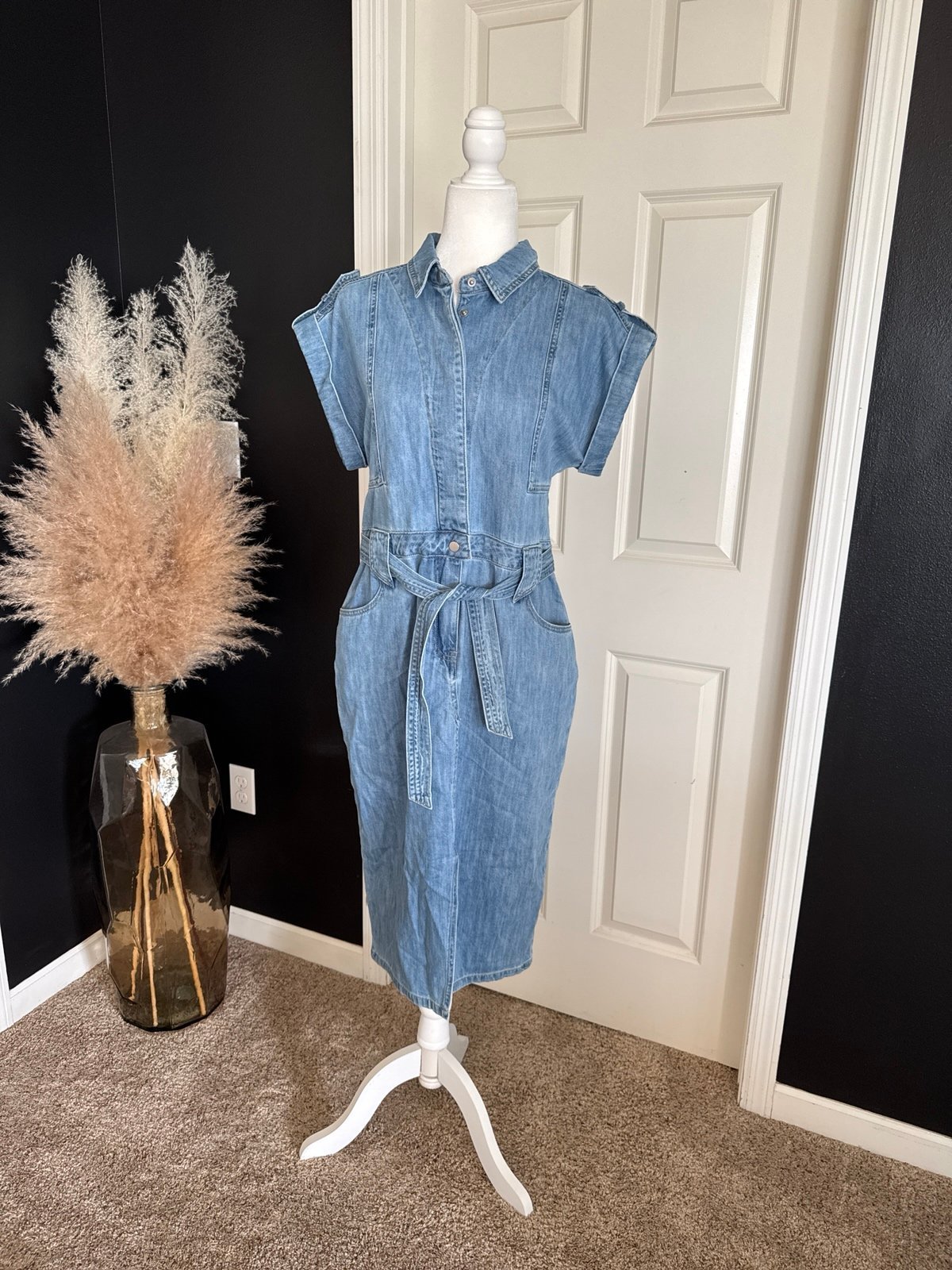 NWT Suncoo Paris Conny Midi Denim Dress size T3 or Large