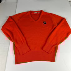VTG 80s Logo 7 NFL Chicago Bears Knit Sweatshirt Small Orange Embroidered V Neck