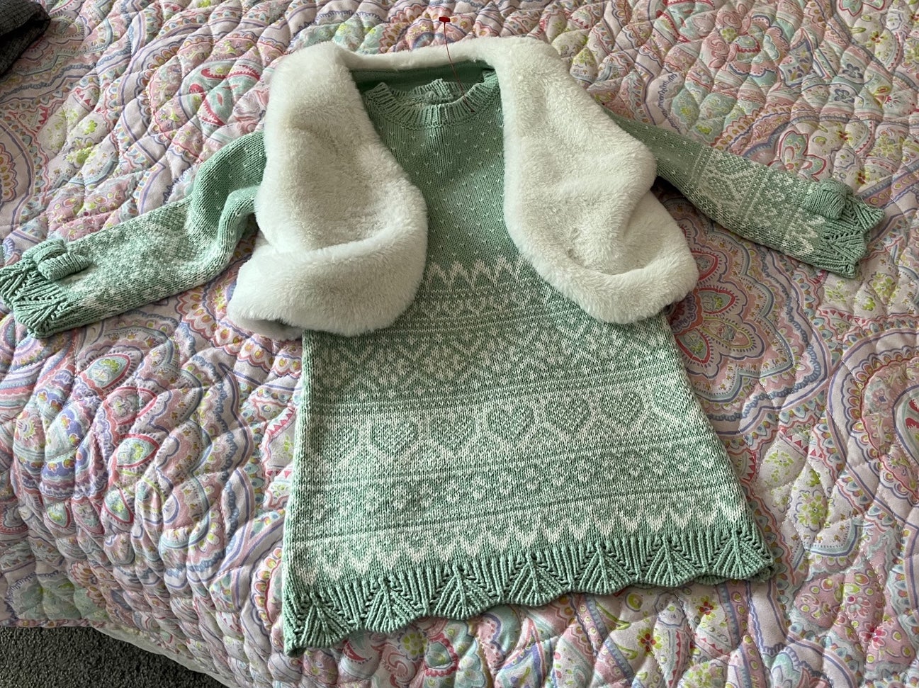 adrienne vittadini bambini sweater dress with faux fur vest -18 months adrienne vittadini bambini sweater dress with faux fur vest -18 months