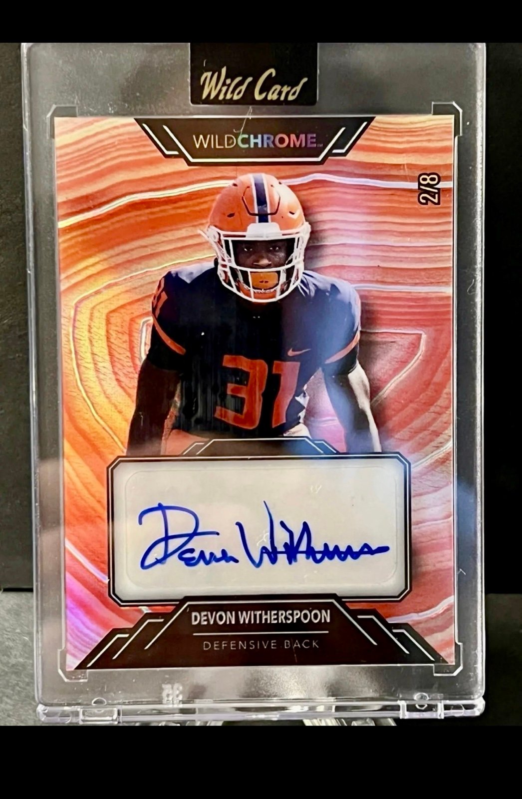 Devon Witherspoon 2023 Wild Card Wild Chrome Rookie Auto /8 rare numbered NFL