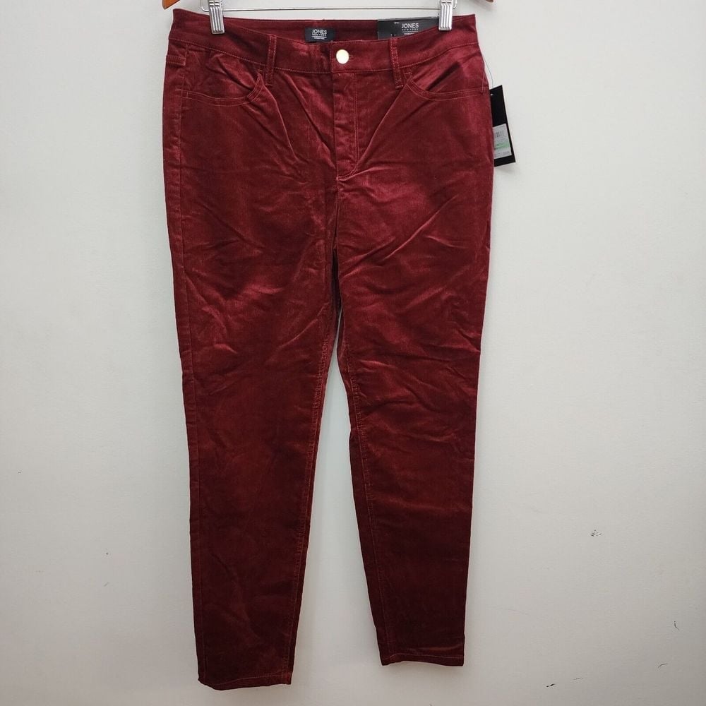 Jones New York Women's Burgundy The Lexington Skinny Corduroy Pants Size 8 - New